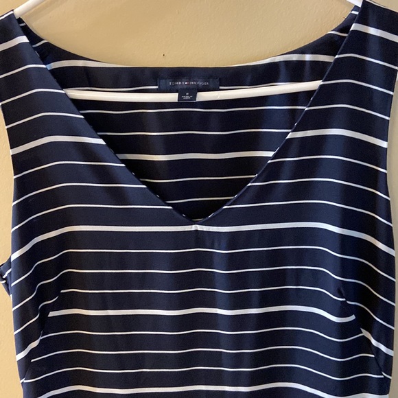 Tommy Hilfiger sleeveless navy & white striped midi dress - size 8 - Picture 2 of 11
